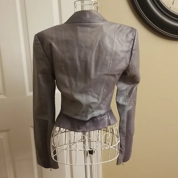 Gorgeous multicolored gray leather jacket XS - Picture 6 of 9